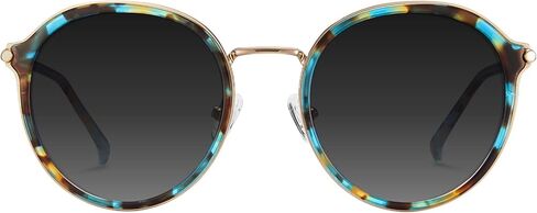 CARFIA Retro Acetate Polarized Sunglasses for Women UV Protection, Fashion Metal Brow Ladies Shades Eyewears Round Sunnies in Saudi Arabia