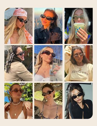 نظارة شمسية بيضاوية ريترو للنساء الرجال العصرية الصغيرة التسعينات الطراز خمر إطار ضيق نحيف 2 عبوة in Saudi Arabia