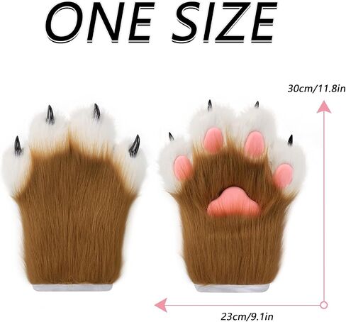 HAOAN Plush Faux Fur Therian Dog Wolf Mask Paw Gloves Fox Tail Set Halloween Cosplay Costume Accessories in Kuwait