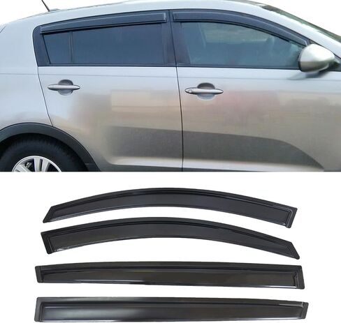 Window Visor متوافق مع 2011-2016 Kia Sportage ، أكريليك غير مصبوغ Black Sun Rain Shade Guard Wind Vent Vlector من Ikon Motorsports ، 2012 2014 2014 in Saudi Arabia