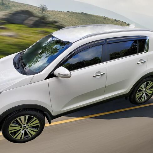 Window Visor متوافق مع 2011-2016 Kia Sportage ، أكريليك غير مصبوغ Black Sun Rain Shade Guard Wind Vent Vlector من Ikon Motorsports ، 2012 2014 2014 in Saudi Arabia