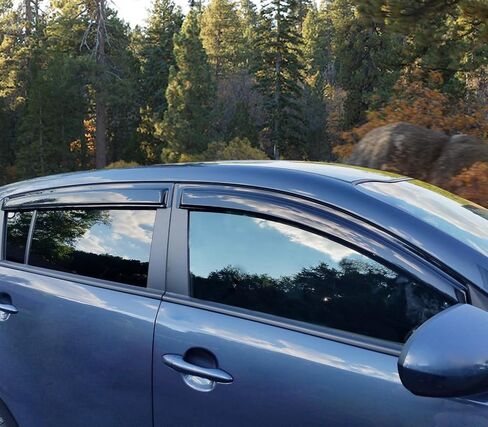 Window Visor متوافق مع 2011-2016 Kia Sportage ، أكريليك غير مصبوغ Black Sun Rain Shade Guard Wind Vent Vlector من Ikon Motorsports ، 2012 2014 2014 in Saudi Arabia