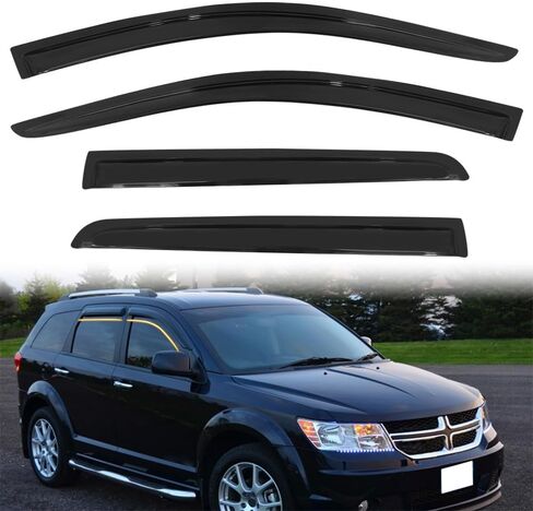 الشريط على Window Visor Deflectors متوافقة مع رحلة DODGE 2009-2020 ، و Smoy Slim Smool Smoke Frudd Window Window ، مجموعة تنفيس من جانب الرياح ، 4 قطع in Saudi Arabia