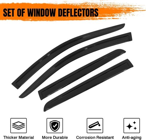 الشريط على Window Visor Deflectors متوافقة مع رحلة DODGE 2009-2020 ، و Smoy Slim Smool Smoke Frudd Window Window ، مجموعة تنفيس من جانب الرياح ، 4 قطع in Saudi Arabia