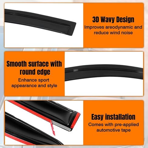 الشريط على Window Visor Deflectors متوافقة مع رحلة DODGE 2009-2020 ، و Smoy Slim Smool Smoke Frudd Window Window ، مجموعة تنفيس من جانب الرياح ، 4 قطع in Saudi Arabia
