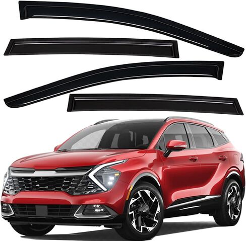 Lightronic Extra Doning Outso Mount Auto Vent Window ، يناسب 2023-2025 Kia Sportage ، واقي أمطار الحماية من الأشعة فوق البنفسجية ، و Smoke Origin in Saudi Arabia