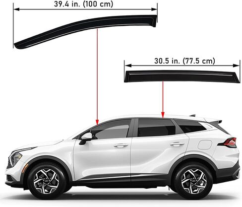 Lightronic Extra Doning Outso Mount Auto Vent Window ، يناسب 2023-2025 Kia Sportage ، واقي أمطار الحماية من الأشعة فوق البنفسجية ، و Smoke Origin in Saudi Arabia