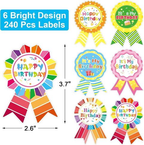 Happy Birthday Badge Stickers for Kids - 240 Pcs It's My Birthday Stickers for Teachers Students Home Classroom Birthday Party Decoration in Kuwait