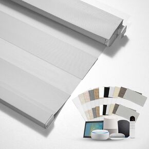 Boolegon No Drill Motorized Zebra Blinds with Remote, 95% Blackout Smart Zebra Shades for Indoor Windows, Easy to Install Automatic Roller Shade, Solid Black, Custom Sizes in Kuwait