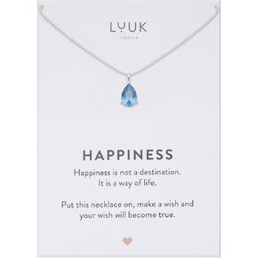 LUUK LIFESTYLE Delicate Sterling Silver Necklace with Basic Solitaire Crystal Pendant, Zirconia Stone, Gift Idea for Women, Birthstone Necklace in Saudi Arabia