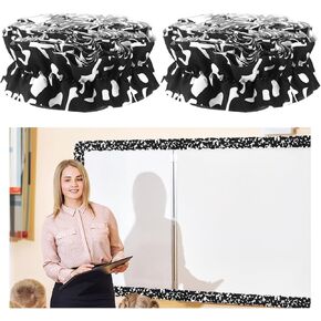 2 Roll 66 ft Ruffled Bulletin Board Borders DIY Burlap Decorative Scalloped Classroom Borders for Bulletin Board Trim Decorations Classroom Decor for Wall(Black and White Dots) in Kuwait