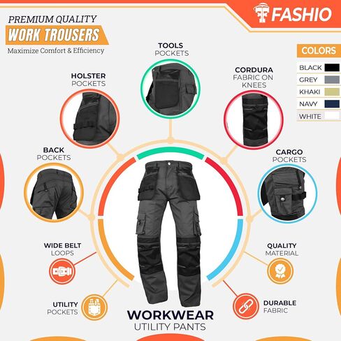 Fashio ff Men's Cordura Work Pants بنطلون تكتيكي مع سروال أمان النجار المعزز بالخدمة الشاقة in Kuwait