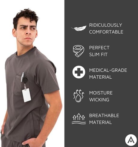 ALTA - Preston Crewneck - Men's Crew Neck Scrub Tops - Ridiculously Comfortable for Long Shifts in Saudi Arabia