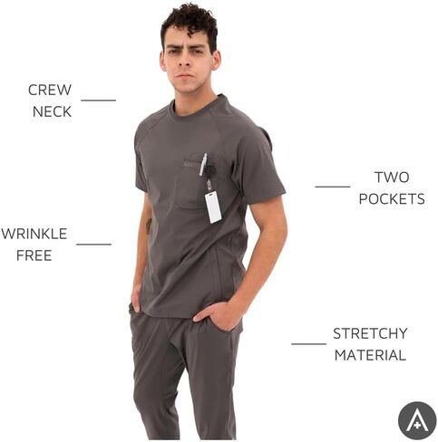 ALTA - Preston Crewneck - Men's Crew Neck Scrub Tops - Ridiculously Comfortable for Long Shifts in Saudi Arabia