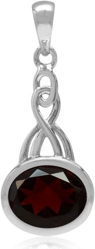Silvershake 10X8mm Oval Shape Genuine Gemstone White Gold Plated 925 Sterling Silver Celtic Knot Pendant Jewelry for Women in Saudi Arabia