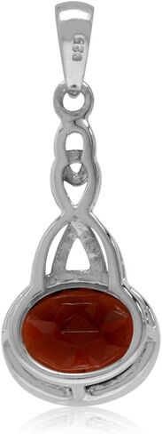 Silvershake 10X8mm Oval Shape Genuine Gemstone White Gold Plated 925 Sterling Silver Celtic Knot Pendant Jewelry for Women in Saudi Arabia