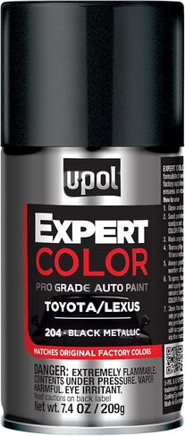 U-POL Expert Color, For Toyota/Lexus 204, Automotive Spray Paint, Professional Grade, Long-Lasting, Easy-To-Use, Black Metallic in Saudi Arabia