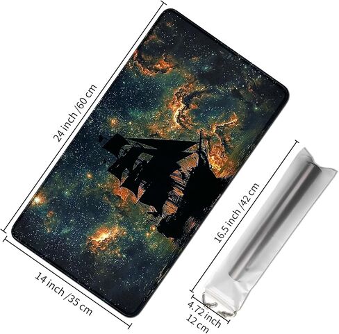 Large Mouse Pad 14x24 inch,Black Leopard Desk Pads with Storage Bag,Stitched Desk Mats Card Game Playmat with Non-Slip Base,Cheetah Animal Print Keyboard Mouse Pad for Gaming Home Office Work in Kuwait