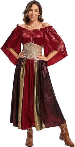 Renaissance Costume Women Medieval Chemise Princess Dress Victorian Fairy Halloween Costume in Kuwait