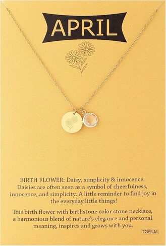 14k Gold Plated Birth Month Flower Birthstone Pendant Necklace, Floral Charm Necklace for Women Birthday Gift in Saudi Arabia