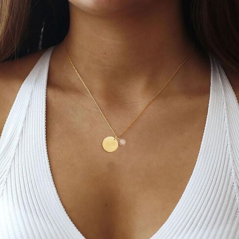 14k Gold Plated Birth Month Flower Birthstone Pendant Necklace, Floral Charm Necklace for Women Birthday Gift in Saudi Arabia