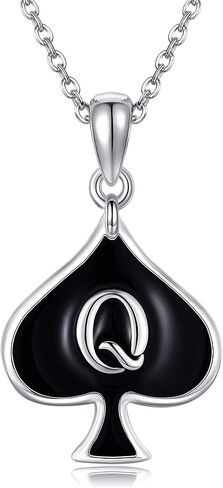QUEEN OF SPADES Necklace 925 Sterling Silver Queen Card Pendant Necklaces Unique Queen of Spades Jewelry for Women HotWife Wife Lover in Saudi Arabia