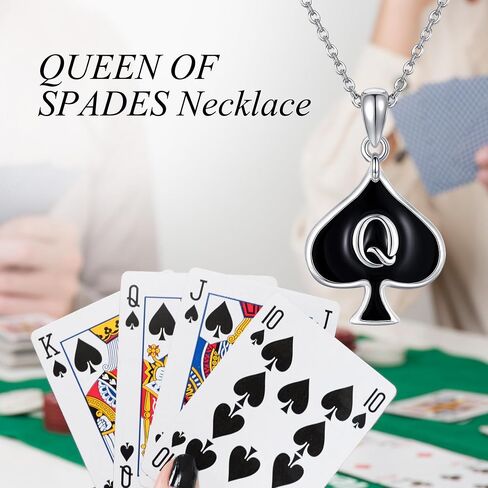 QUEEN OF SPADES Necklace 925 Sterling Silver Queen Card Pendant Necklaces Unique Queen of Spades Jewelry for Women HotWife Wife Lover in Saudi Arabia