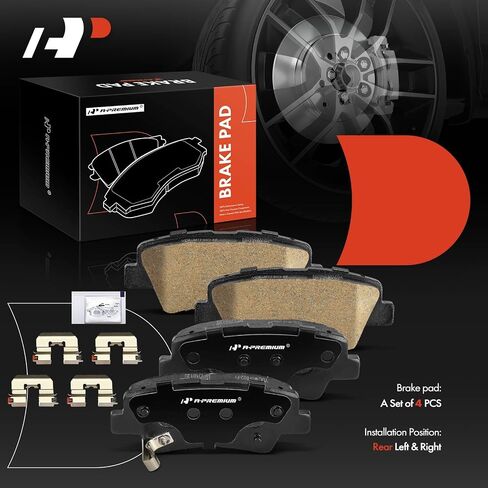 A-Premium Rear Ceramic Disc Brake Pads Set Compatible with Hyundai Elantra 2017-2020, Accent 2018-2022, Ioniq 2017-2020, Venue 2020-2022 & Kia Soul 2019-2022, Soul EV, Rio, Niro, Niro EV, Rondo, 4 Pcs in Saudi Arabia