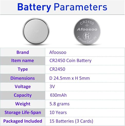 CR2450 3V Lithium Coin Battery - 20 Pack CR2450 بطارية لسيارة Xfinity Alarm Car Remote Ford Key Fob Battery CR2450 MyQ Garage Door Sensor شموع لا طعم فيها بديلاً in Saudi Arabia