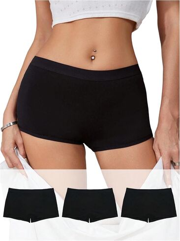 SHENHE Women's 3 Pack Boyshort Underwear Soft Stretch Mid Rise Full Coverage Boxer Brief Panties in Saudi Arabia