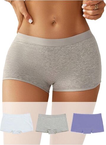 SHENHE Women's 3 Pack Boyshort Underwear Soft Stretch Mid Rise Full Coverage Boxer Brief Panties in Saudi Arabia