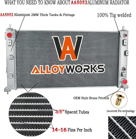 ALLOYWORKS Aluminum Radiator For Chevy Silverado GMC Sierra 1500 4.3L 5.3L 6.2L 2019 2020 2021, 3 Row Radiador Aluminum Radiators in Saudi Arabia