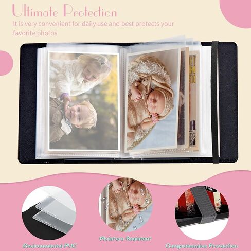 Photo Album 5x7 Photos - 60 Photos Capacity PU Leather Cover Photo Album with Strong Elastic Band, Portable Picture Album for Family Wedding Wedding Anniversary, Vintage American Flag Deer in Saudi Arabia
