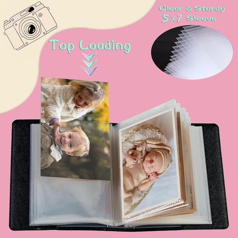 Photo Album 5x7 Photos - 60 Photos Capacity PU Leather Cover Photo Album with Strong Elastic Band, Portable Picture Album for Family Wedding Wedding Anniversary, Vintage American Flag Deer in Saudi Arabia