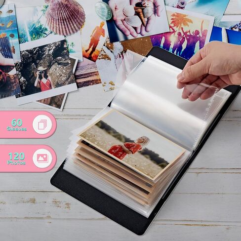 Photo Album 5x7 Photos - 60 Photos Capacity PU Leather Cover Photo Album with Strong Elastic Band, Portable Picture Album for Family Wedding Wedding Anniversary, Vintage American Flag Deer in Saudi Arabia