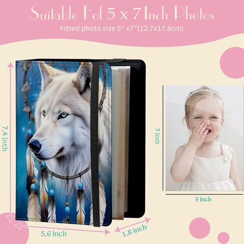 Photo Album 5x7 Photos - 60 Photos Capacity PU Leather Cover Photo Album with Strong Elastic Band, Portable Picture Album for Family Wedding Wedding Anniversary, Vintage American Flag Deer in Saudi Arabia