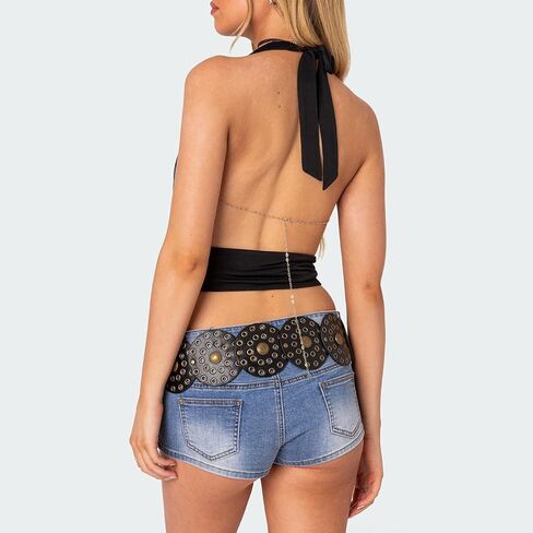 Y2k Halter Top for Women Sleeveless Cowl Neck Going Out Tank Tops Tie Up Backless Summer Crop Top in Saudi Arabia
