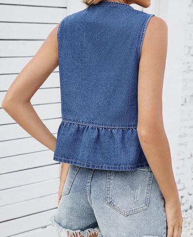 Mintlimit Women's Denim Vest Top Top Top Front Oclesseress Crip Jean Jean Vest Y2K Summer Summer Casual Take Tops Tops in Kuwait