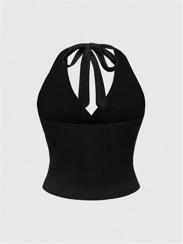 Floerns Women's Plus Leopard Leopard Printless Olcyless Cropess Crops Tops Ruched Halter Tops in Kuwait