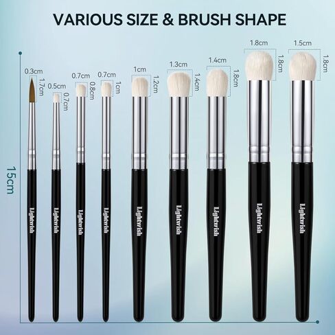 Lightwish Minatate Paint Brushes فرش جافة ، 15 PCS تفاصيل الطلاء فرش الطلاء لتلوين الطلاء المصغرة تلوين ألوان مائية الغواش in Kuwait