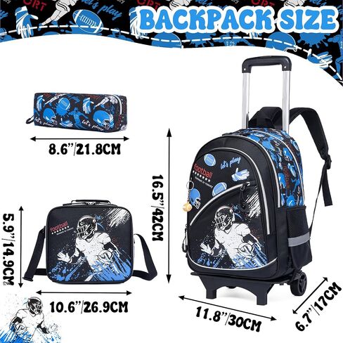 Rolling Backpack Boys Kids Rolling Backpack with Wheels for Boys Wheeled Backpack Carry on Luggage Bookbag with Roller Set for Elementary in Saudi Arabia