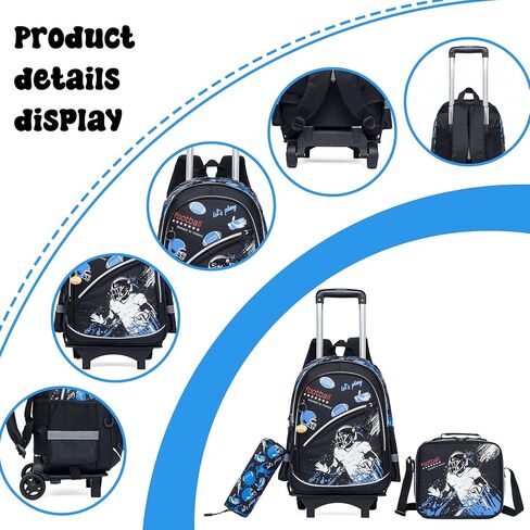 Rolling Backpack Boys Kids Rolling Backpack with Wheels for Boys Wheeled Backpack Carry on Luggage Bookbag with Roller Set for Elementary in Saudi Arabia