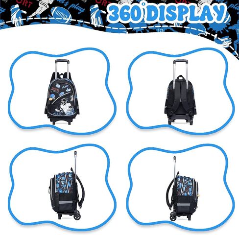 Rolling Backpack Boys Kids Rolling Backpack with Wheels for Boys Wheeled Backpack Carry on Luggage Bookbag with Roller Set for Elementary in Saudi Arabia