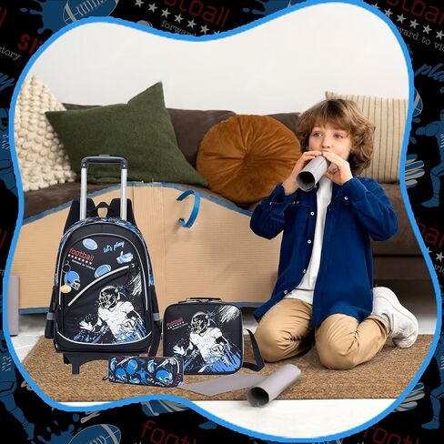 Rolling Backpack Boys Kids Rolling Backpack with Wheels for Boys Wheeled Backpack Carry on Luggage Bookbag with Roller Set for Elementary in Saudi Arabia