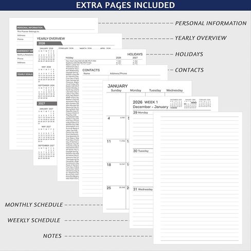 2026 Planner ، Weekly Monthly Planner 2026 ، يناير 2026 - ديسمبر 2026 ، 6.2 "× 8.42" ، غطاء مرن ، 12 علامات تبويب شهرية ، ورق سميك ، سلك دوامة ، جيب داخلي ، أسود in Kuwait