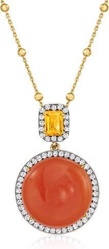 Ross-Simons Carnelian and 1.00 Carat Citrine Pendant Necklace With .90 ct. t.w. White Topaz in 18kt Gold Over Sterling in Saudi Arabia