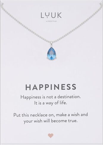 LUUK LIFESTYLE Delicate Sterling Silver Necklace with Basic Solitaire Crystal Pendant, Zirconia Stone, Gift Idea for Women, Birthstone Necklace in Kuwait