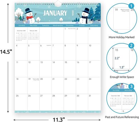 SKYDUE Wall Calendar 2025-2026, 20 Months Calendar from May. 2025 to Dec. 2026, 14.5 x 11.5 Vertical Wall Calendar with 280 Planner Stickers in Kuwait