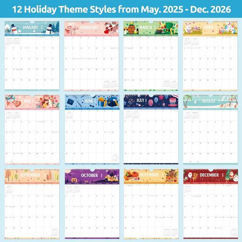 SKYDUE Wall Calendar 2025-2026, 20 Months Calendar from May. 2025 to Dec. 2026, 14.5 x 11.5 Vertical Wall Calendar with 280 Planner Stickers in Kuwait