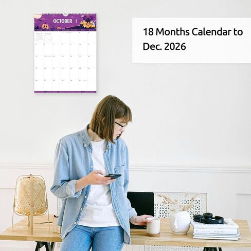 SKYDUE Wall Calendar 2025-2026, 20 Months Calendar from May. 2025 to Dec. 2026, 14.5 x 11.5 Vertical Wall Calendar with 280 Planner Stickers in Kuwait